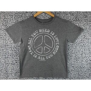 Lennon & McCartney All You Need is Love Peace Sign Gray T-Shirt Women's Size Sma